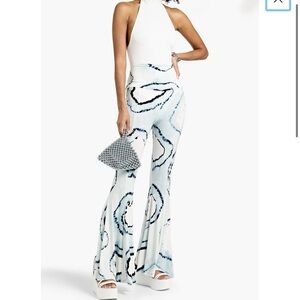 Norma Kamali Multicolor Tie-Dye Flared Pants Jersey High Wist New $190